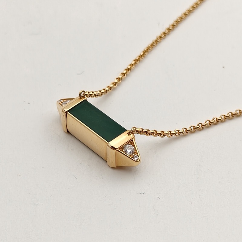 CARTIER 18K黃金鑽石孔雀石Berlingots糖果項鏈-1