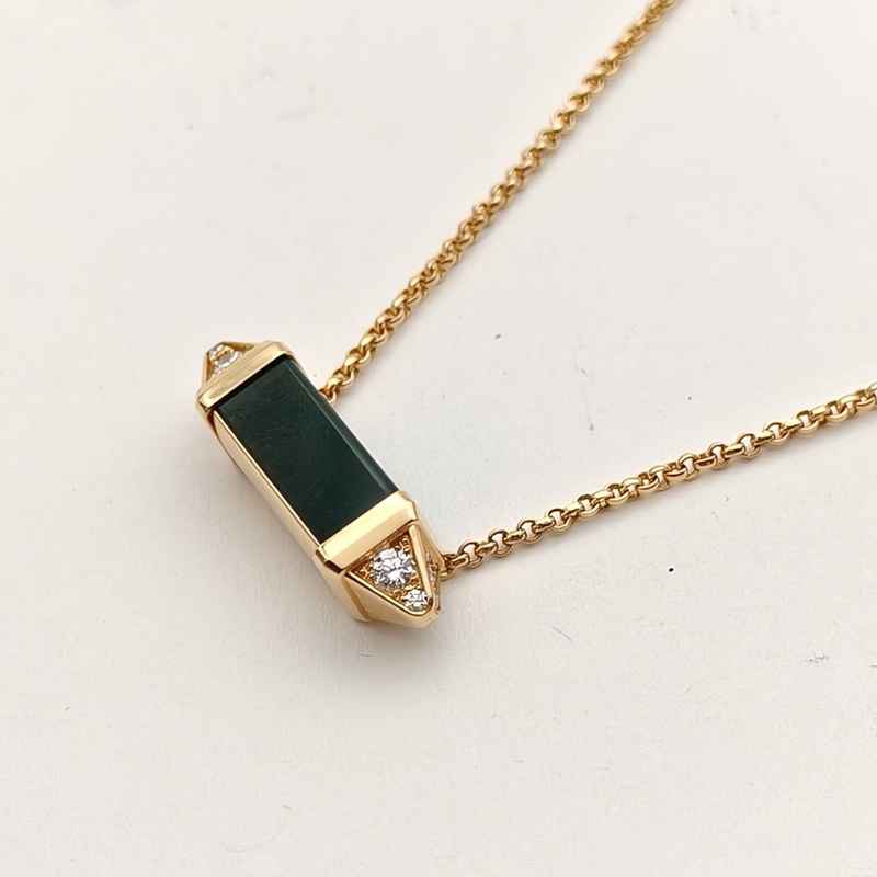 CARTIER 18K黃金鑽石孔雀石Berlingots糖果項鏈-2