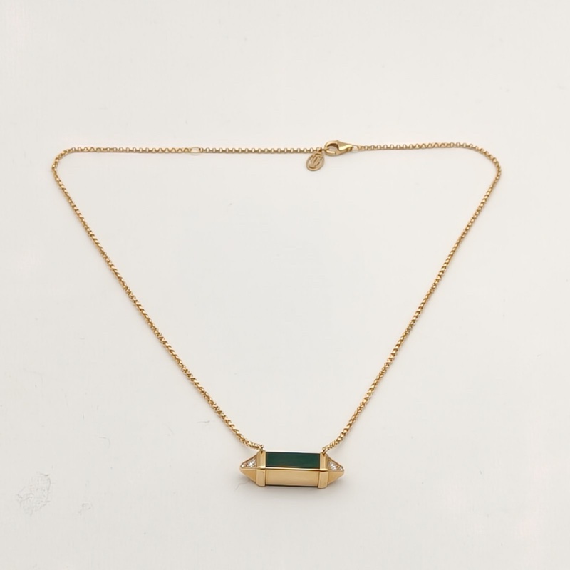 CARTIER 18K黃金鑽石孔雀石Berlingots糖果項鏈-4