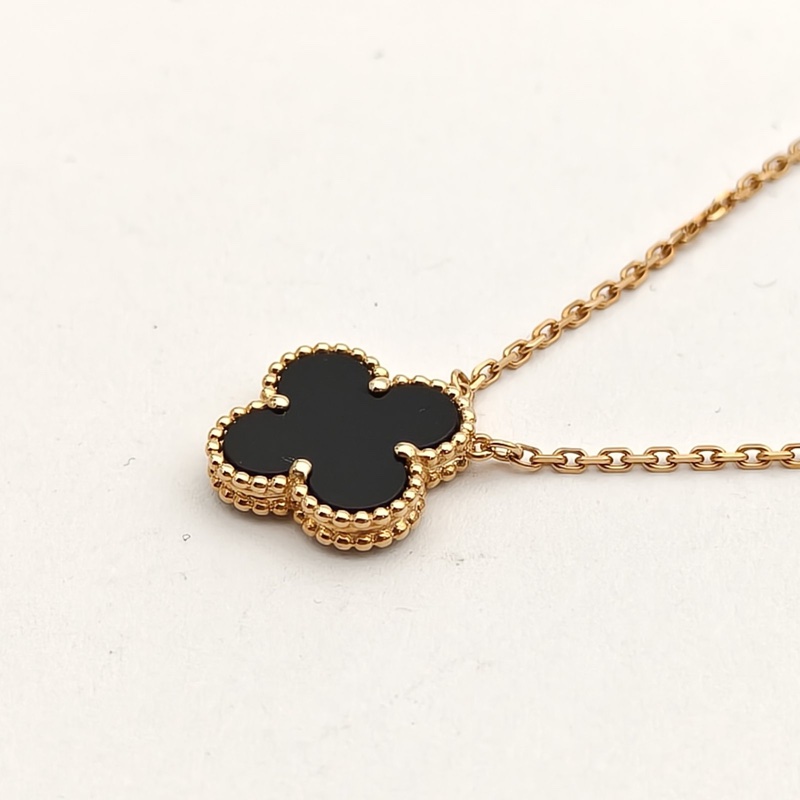 VAN CLEEF&ARPELS VintageAlhambra中號單花項鏈新扣18K黃金/縞瑪瑙-2