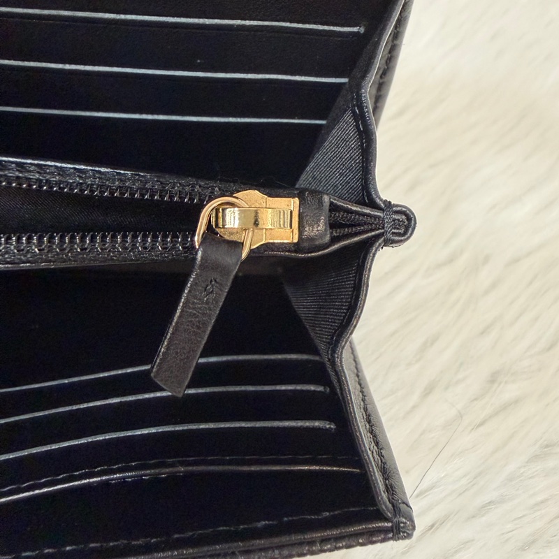 CHANEL A84448黑荔枝皮 大雙C金釦 掀蓋 釦式 長夾-24
