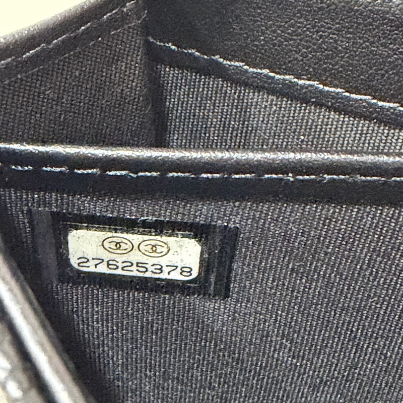 CHANEL A84448黑荔枝皮 大雙C金釦 掀蓋 釦式 長夾-32