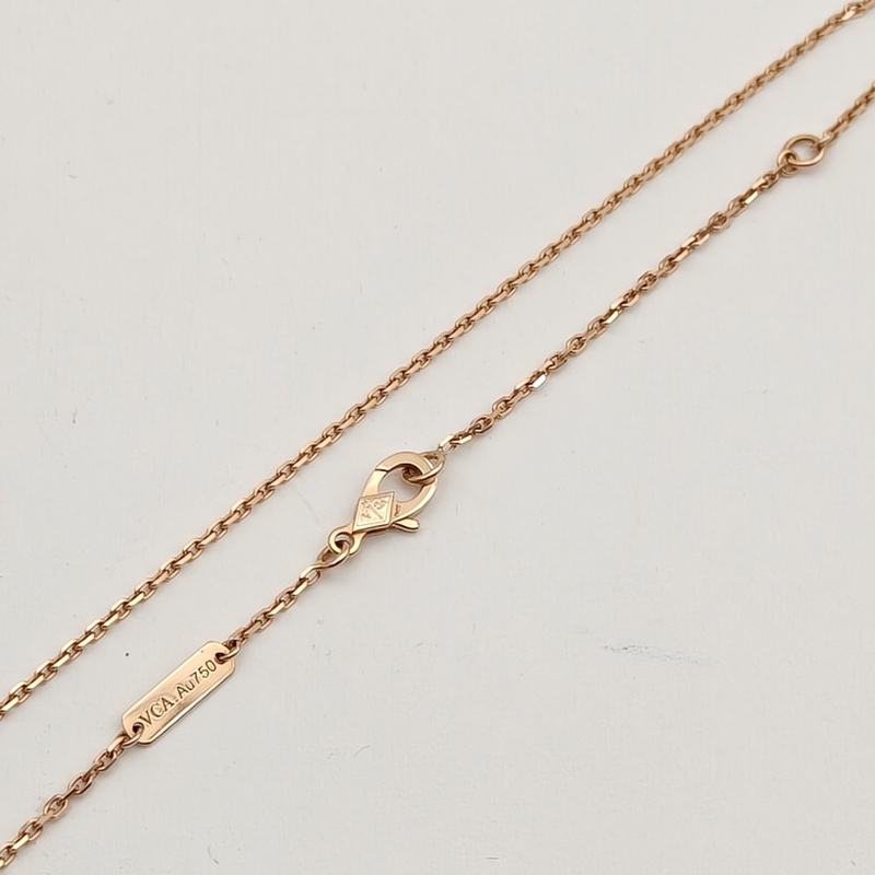 VAN CLEEF&ARPELS VintageAlhambra中號單花項鏈滿鑽18K玫瑰金/鑽石-3