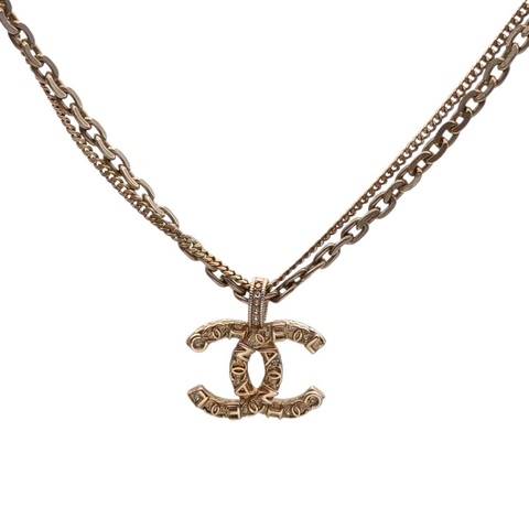 CHANEL 合金21V浮雕雙層雙C項鏈