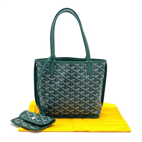 ✨99新🆕GOYARD 戈雅 mini Tote包購物袋單肩手提包 綠色 22年編碼 ❤️最洋氣的綠色老花 輕便能裝超實用的一隻 正品❤️