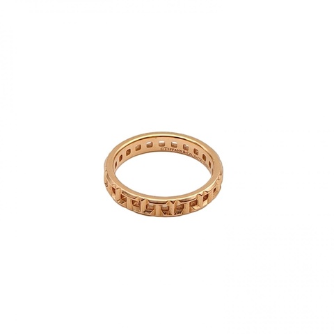 TIFFANY&CO 18K玫瑰金True鏤空窄版戒指50