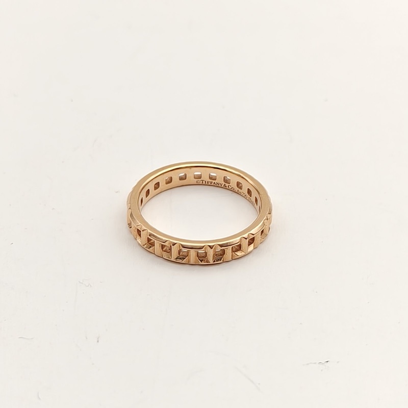 TIFFANY&CO 18K玫瑰金True鏤空窄版戒指50-1