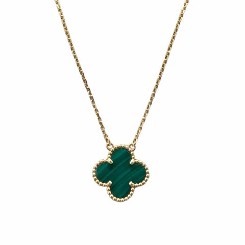 VAN CLEEF&ARPELS 梵克雅寶 ARO9VA00 VINTAGE ALHAMBRA 孔雀石四葉草項鍊 18KYG 孔雀石