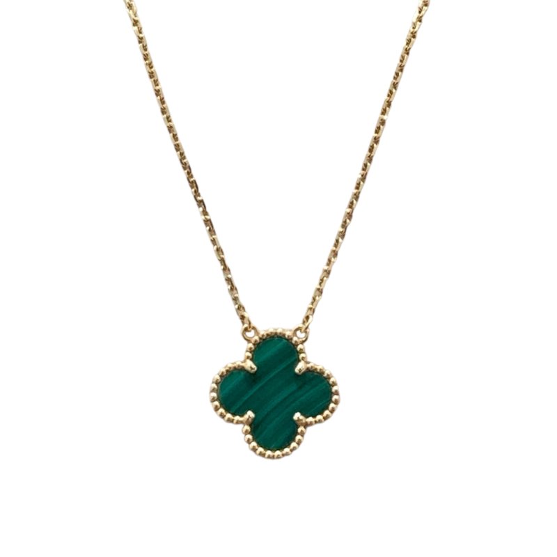 VAN CLEEF&ARPELS 梵克雅寶 ARO9VA00 VINTAGE ALHAMBRA 孔雀石四葉草項鍊 18KYG 孔雀石-0
