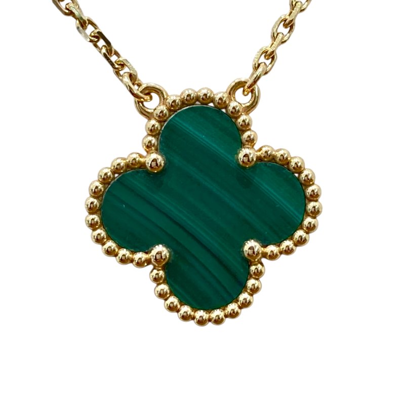 VAN CLEEF&ARPELS 梵克雅寶 ARO9VA00 VINTAGE ALHAMBRA 孔雀石四葉草項鍊 18KYG 孔雀石-3