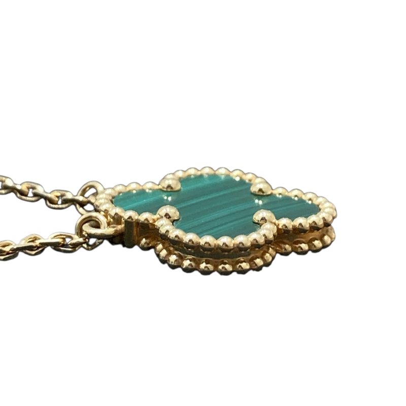 VAN CLEEF&ARPELS 梵克雅寶 ARO9VA00 VINTAGE ALHAMBRA 孔雀石四葉草項鍊 18KYG 孔雀石-4