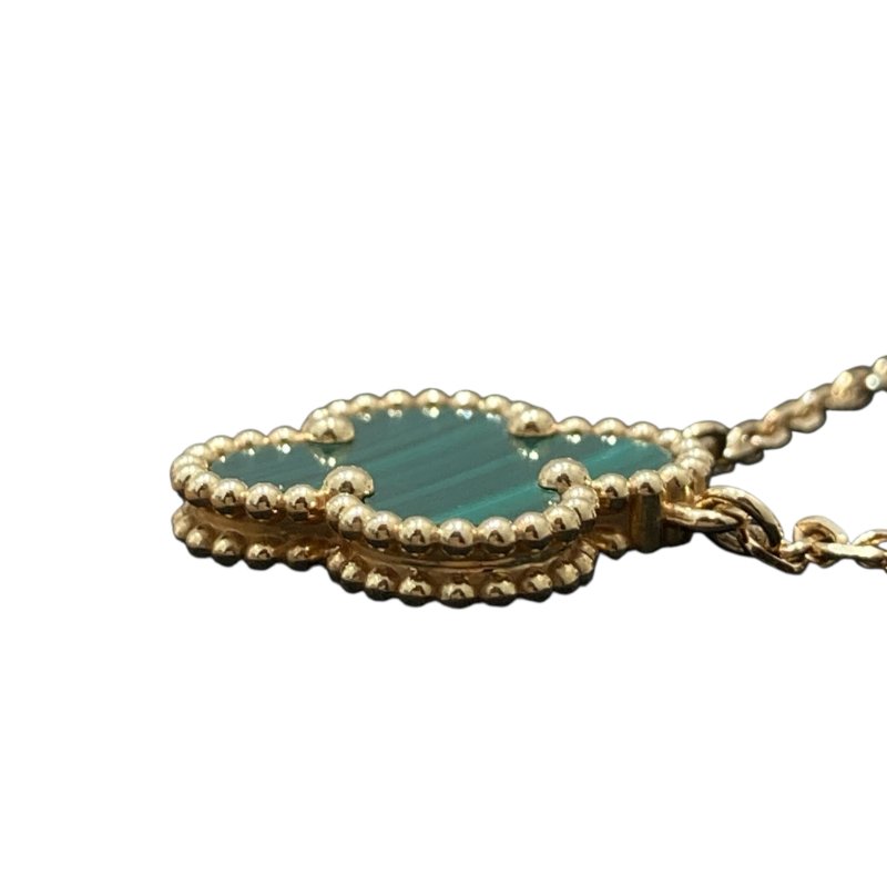 VAN CLEEF&ARPELS 梵克雅寶 ARO9VA00 VINTAGE ALHAMBRA 孔雀石四葉草項鍊 18KYG 孔雀石-5