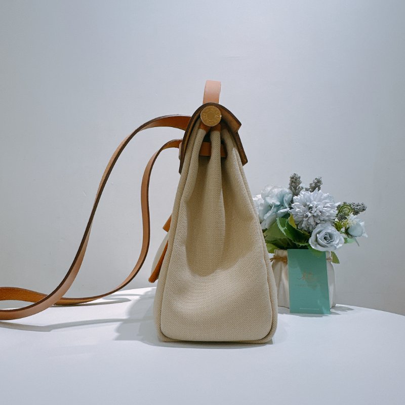 TW4839 Hermes 愛馬仕 手提單肩包 帆布拼皮 金扣Herbag 31 Canvas Gold x GHW-7