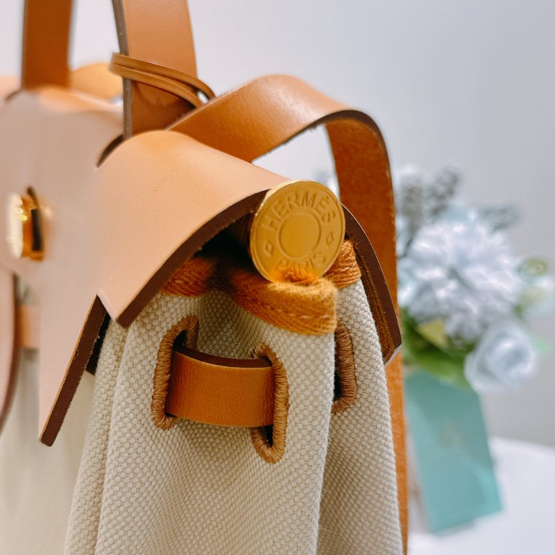 TW4839 Hermes 愛馬仕 手提單肩包 帆布拼皮 金扣Herbag 31 Canvas Gold x GHW-10