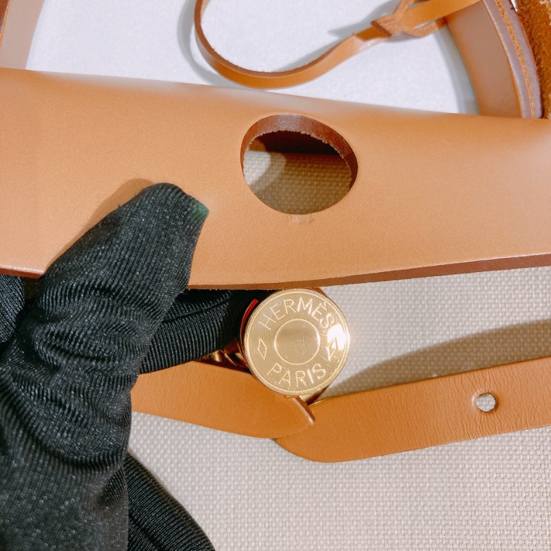 TW4839 Hermes 愛馬仕 手提單肩包 帆布拼皮 金扣Herbag 31 Canvas Gold x GHW-11
