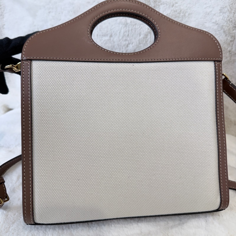 BURBERRY✨8031746 POCKET雙色帆布郵差包斜背包手提包-4