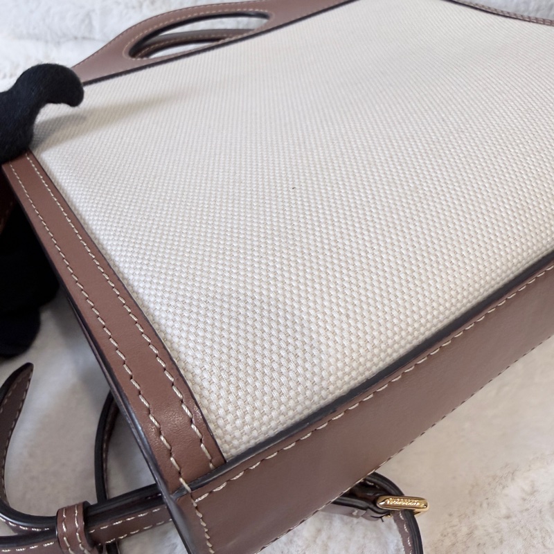 BURBERRY✨8031746 POCKET雙色帆布郵差包斜背包手提包-8
