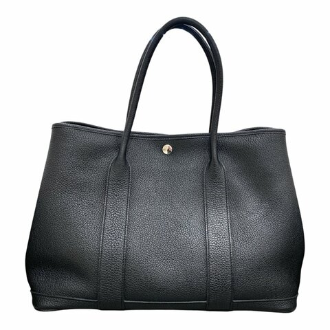 HERMES 愛馬仕 GARDEN PARTY 36 托特包 牛皮 黑色 銀釦