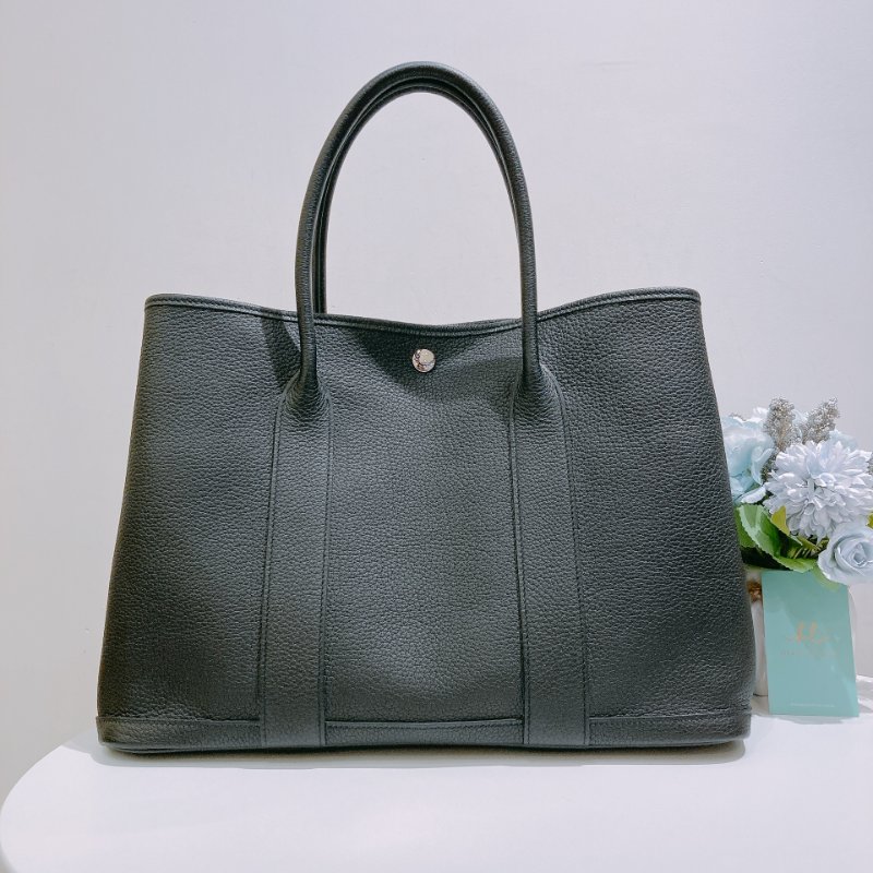 TW4841 Hermes 愛馬仕 花園包 黑色全皮 Garden Party 36 Negonda Black-0