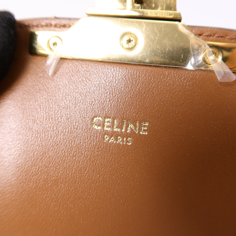 CELINE 塗層帆布/牛皮皮革Teen Triomphe肩背袋-5