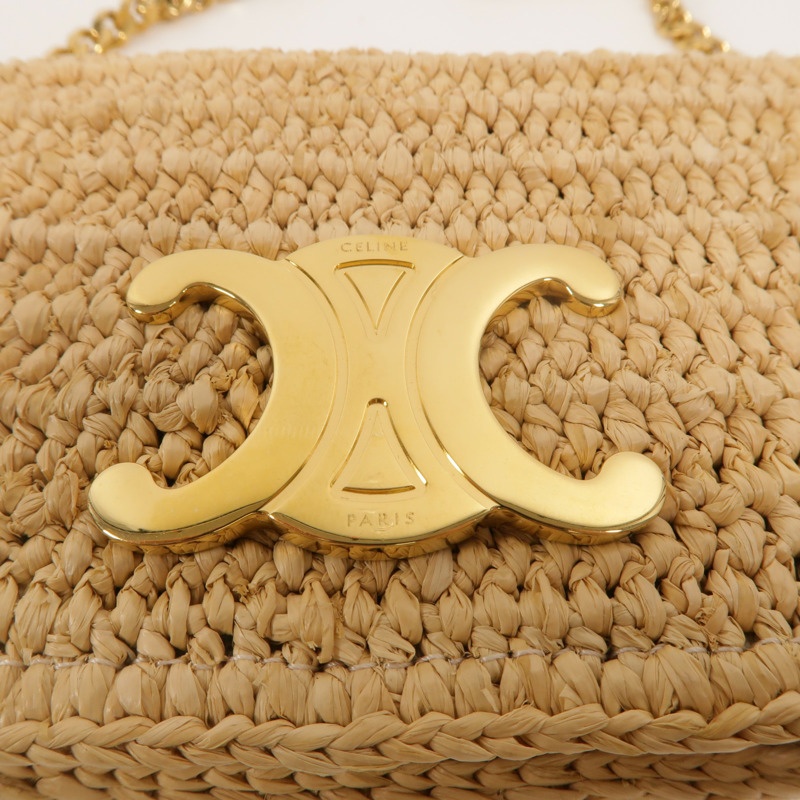 CELINE Raffia/牛皮皮革Multipochette手挽肩背兩用袋-3