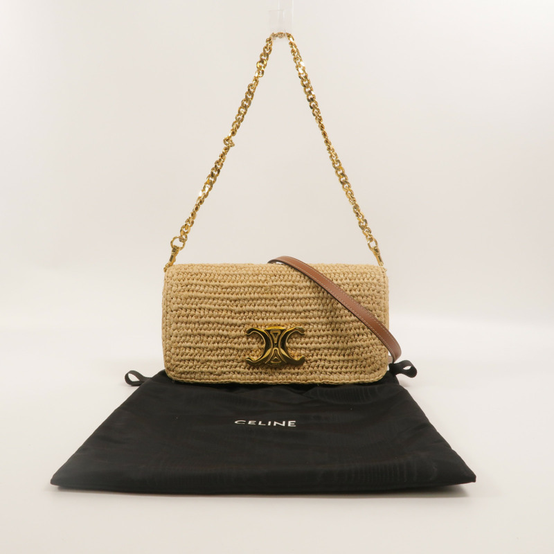 CELINE Raffia/牛皮皮革Multipochette手挽肩背兩用袋-11
