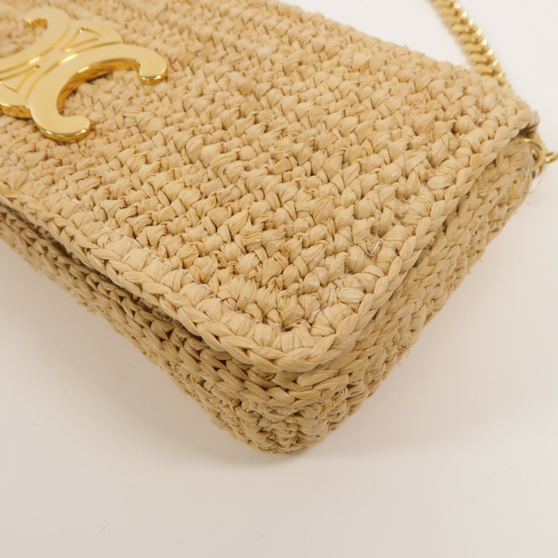 CELINE Raffia/牛皮皮革Multipochette手挽肩背兩用袋-12