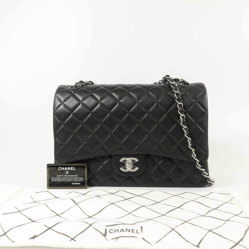 CHANEL 羊皮皮革Maxi Classic鏈帶肩背袋-10