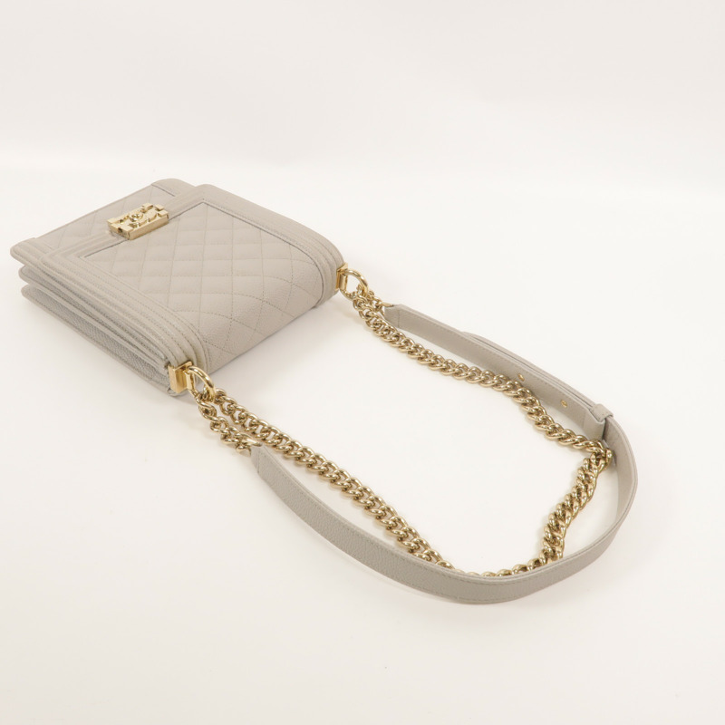 CHANEL 牛皮皮革North South Boy鏈帶肩背袋-7