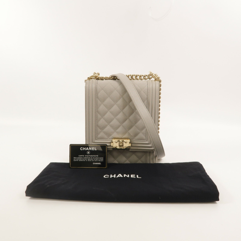 CHANEL 牛皮皮革North South Boy鏈帶肩背袋-9