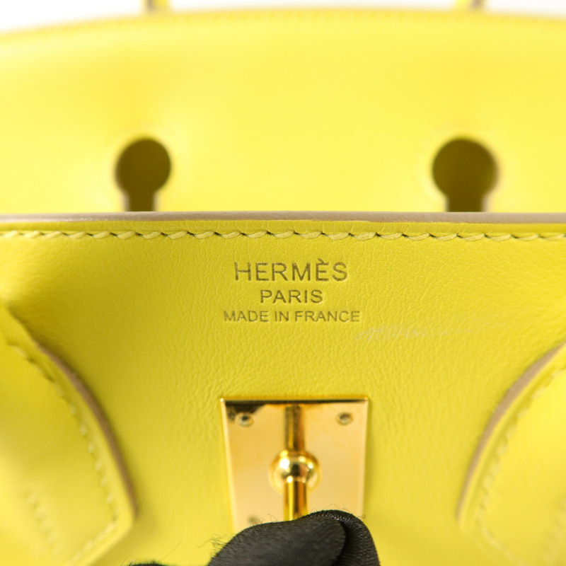 HERMES Swift皮革Birkin 25手挽袋Lime-5