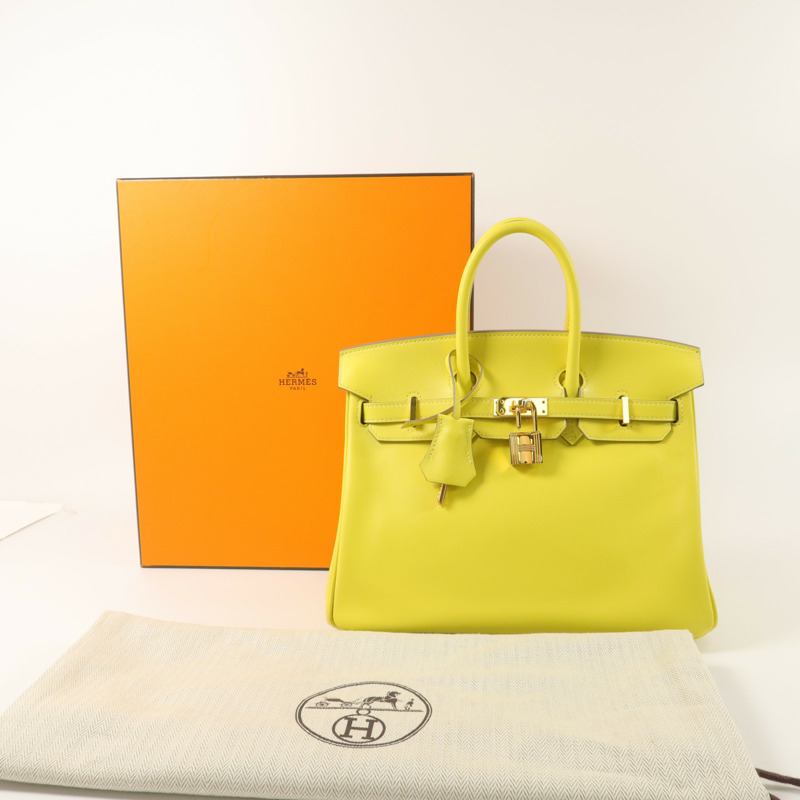 HERMES Swift皮革Birkin 25手挽袋Lime-8