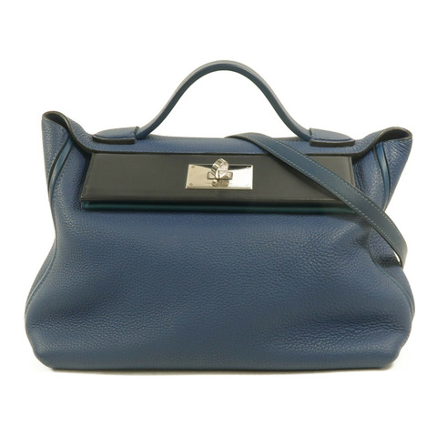 HERMES Togo皮革24/24 29cm手挽肩背兩用袋Bleu Brighton