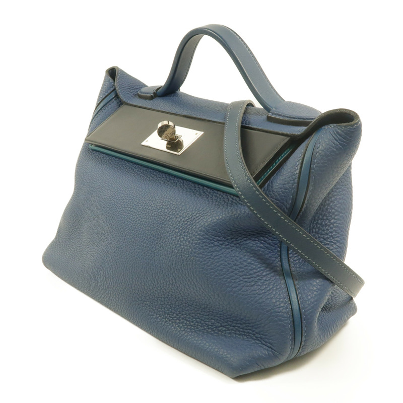 HERMES Togo皮革24/24 29cm手挽肩背兩用袋Bleu Brighton-2