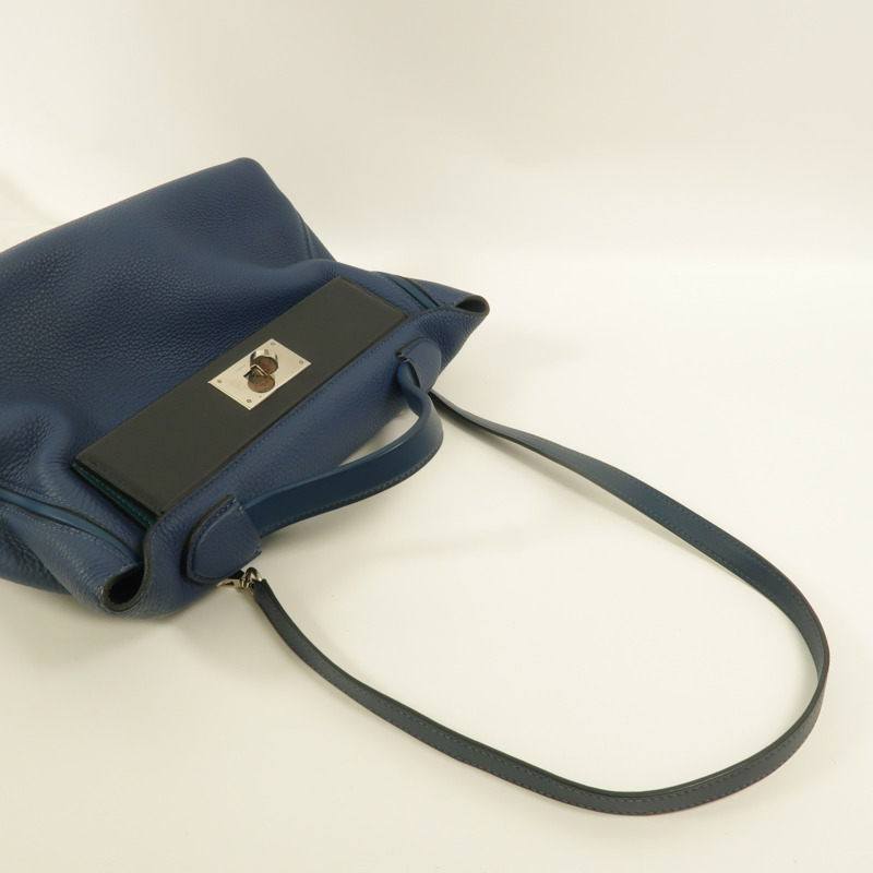 HERMES Togo皮革24/24 29cm手挽肩背兩用袋Bleu Brighton-7