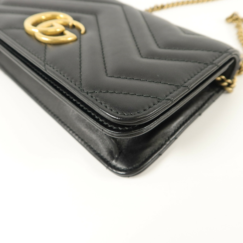 GUCCI 牛皮皮革GG Marmont Mini鏈帶肩背袋-11