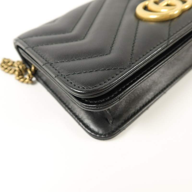 GUCCI 牛皮皮革GG Marmont Mini鏈帶肩背袋-12