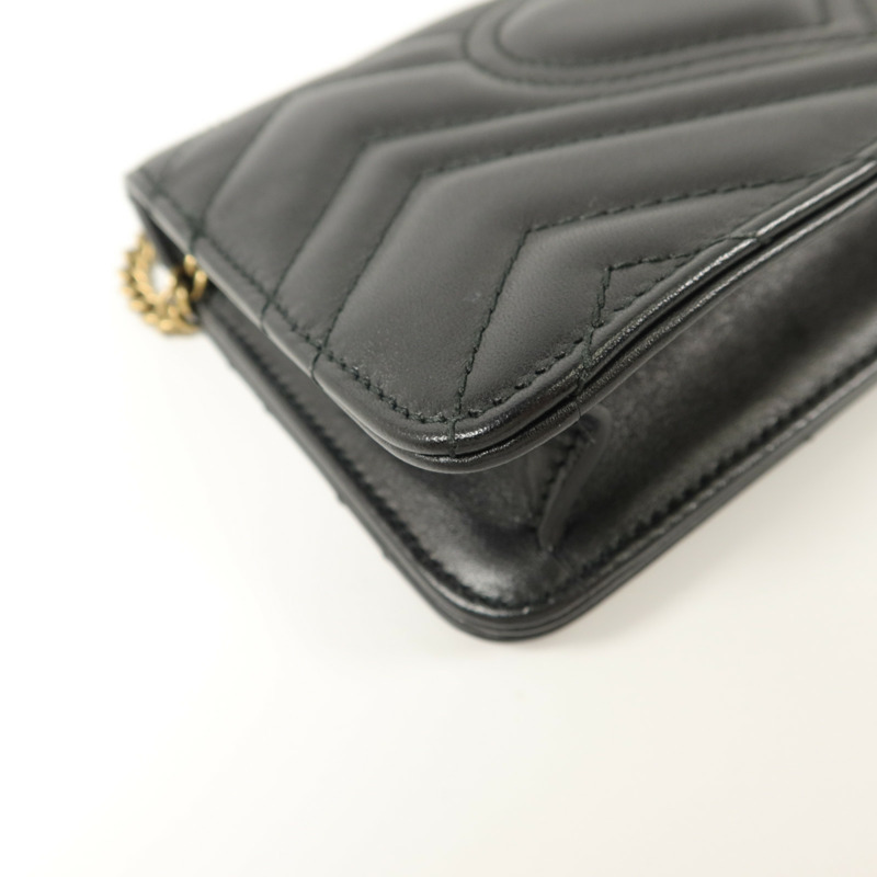 GUCCI 牛皮皮革GG Marmont Mini鏈帶肩背袋-14