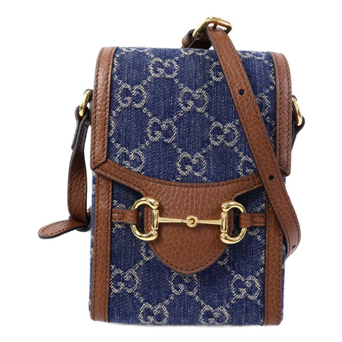 GUCCI 牛仔布/牛皮皮革1955 Horsebit肩背袋