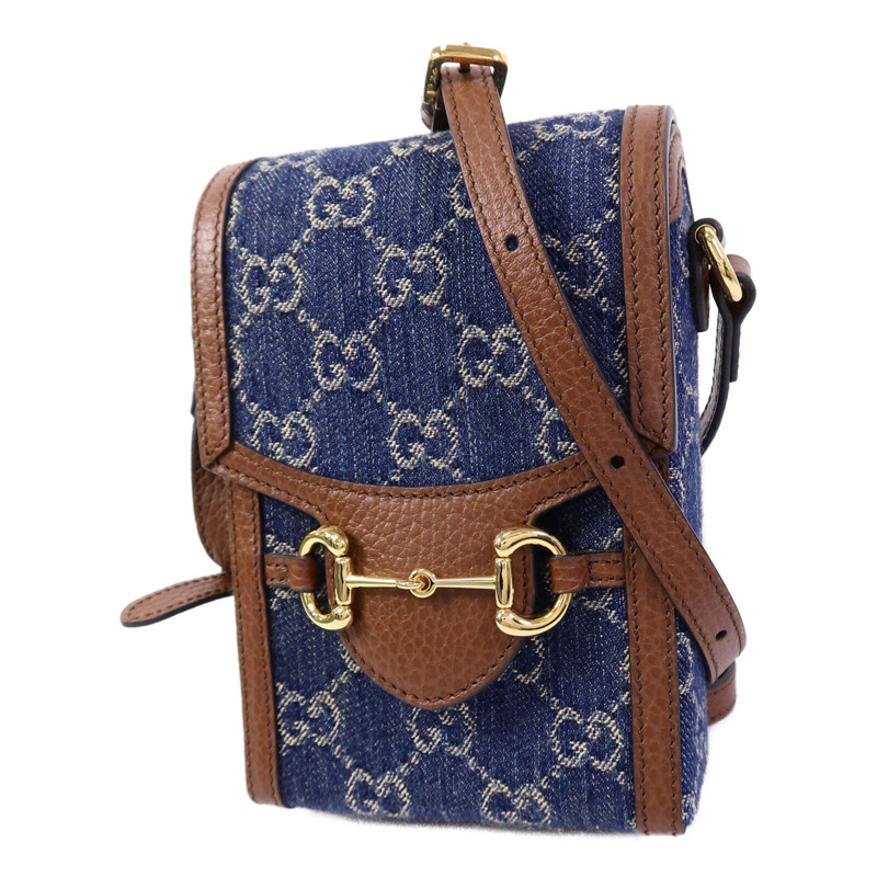 GUCCI 牛仔布/牛皮皮革1955 Horsebit肩背袋-2