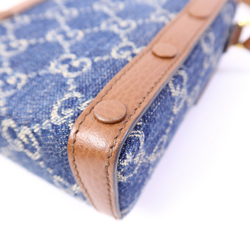 GUCCI 牛仔布/牛皮皮革1955 Horsebit肩背袋-11