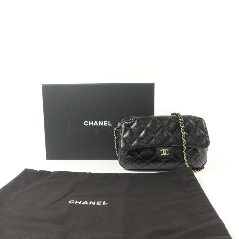 CHANEL 牛皮皮革Chain Shoulder鏈帶肩背袋-9