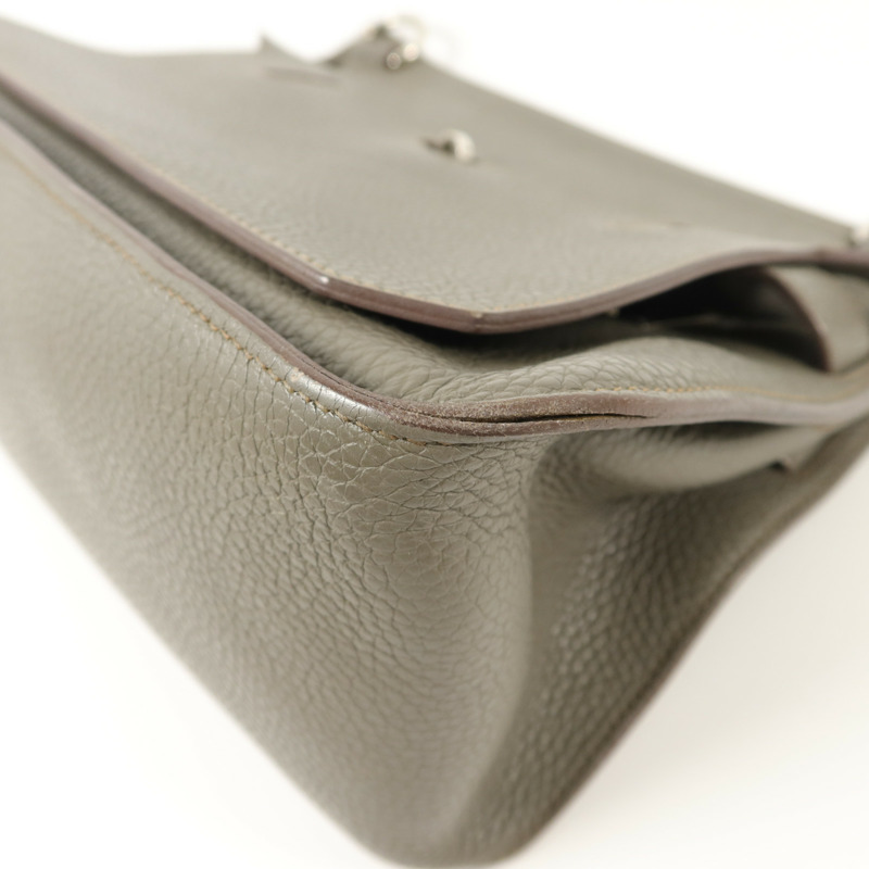 HERMES Clemence皮革Jypsiere 31肩背袋Etain-11