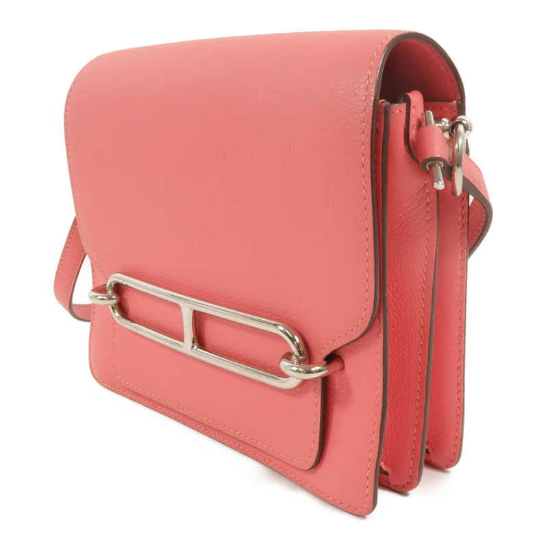 HERMES Evercolor皮革Roulis Mini肩背袋Rose Azalee-2