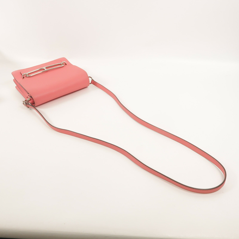 HERMES Evercolor皮革Roulis Mini肩背袋Rose Azalee-7