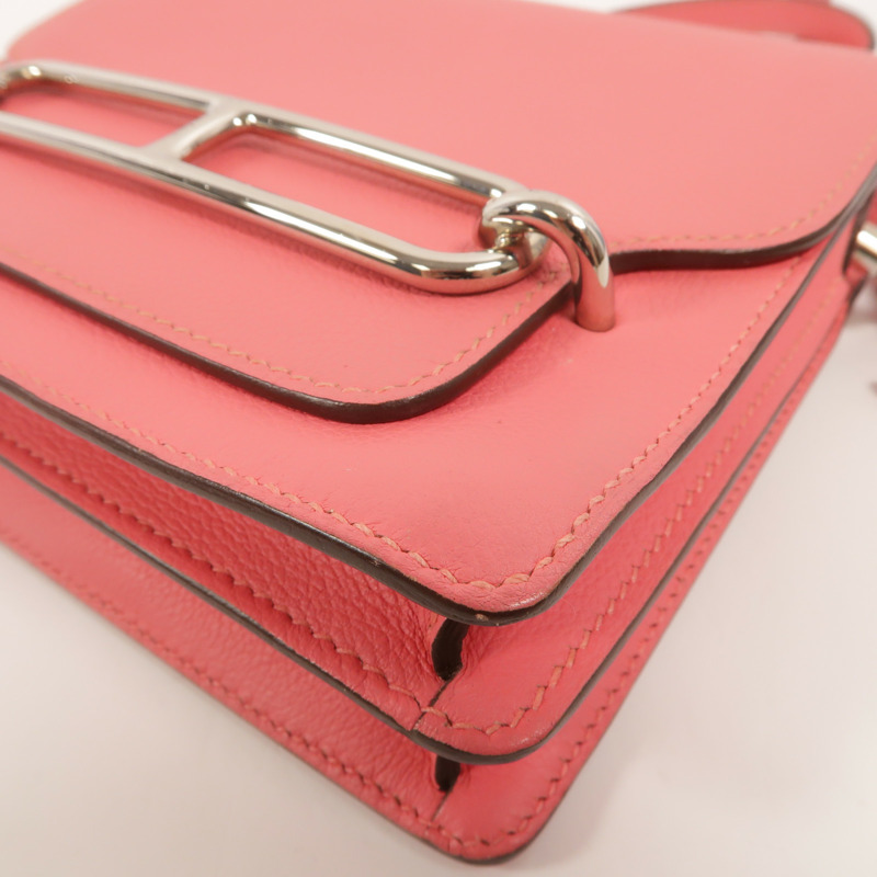 HERMES Evercolor皮革Roulis Mini肩背袋Rose Azalee-9
