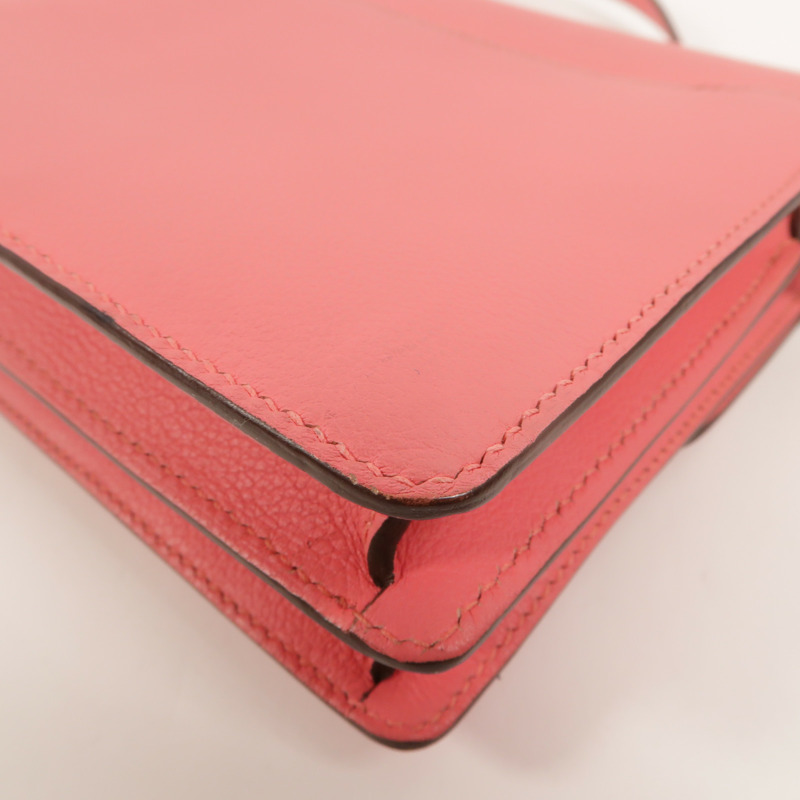 HERMES Evercolor皮革Roulis Mini肩背袋Rose Azalee-11