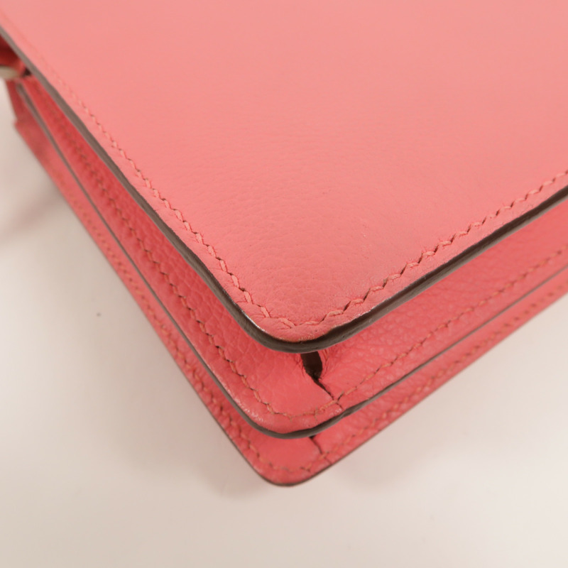 HERMES Evercolor皮革Roulis Mini肩背袋Rose Azalee-12