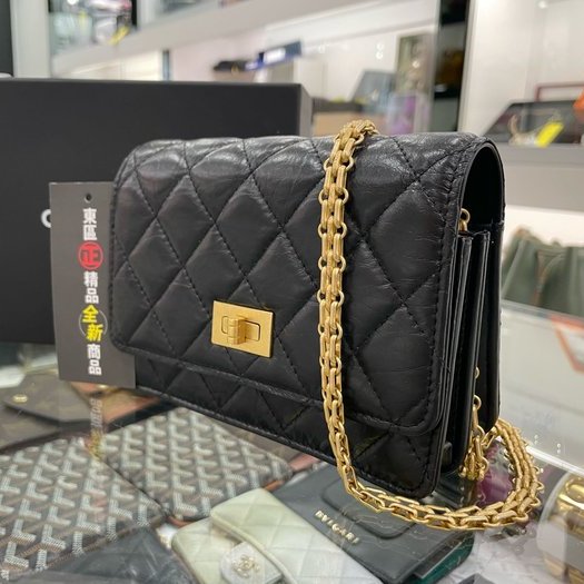 東區正精品㊣CHANEL AP1764 全新香奈兒黑色羊皮2.55金扣晚宴包斜背包 RZ3241-2