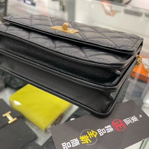 東區正精品㊣CHANEL AP1764 全新香奈兒黑色羊皮2.55金扣晚宴包斜背包 RZ3241-3